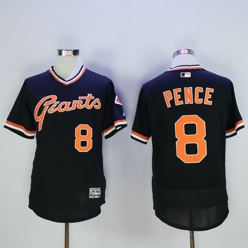 Men San Francisco Giants #8 Pence Black Throwback Elite MLB Jerseys->san francisco giants->MLB Jersey